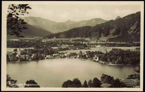 Ansichtskarte Egern am Tegernsee Panoramablick über den See mit Bergen 1935