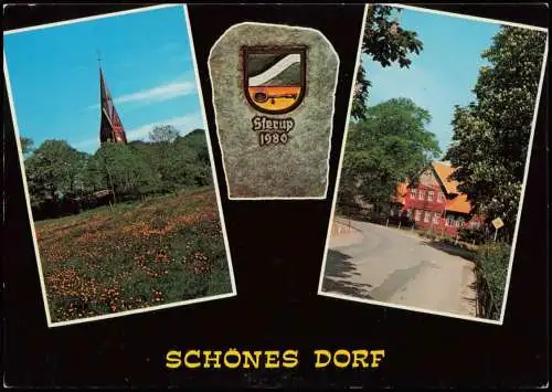 Ansichtskarte Sterup Kr. Schleswig-Flensburg Kirche Denkmal Sparmarkt 1980