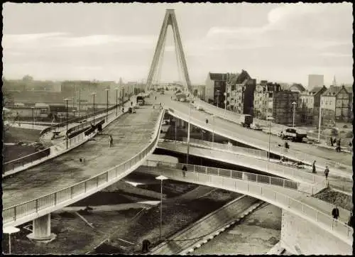 Köln Ab- und Auffahrten von Köln-Deutz aus gesehen Severinsbrücke 1961