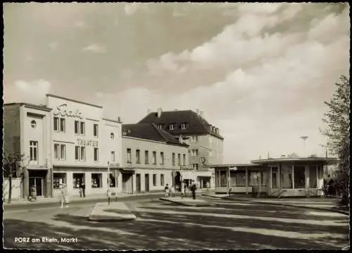 Ansichtskarte Porz-Köln Markt Saala Theater Haltestelle Fotokarte 1964
