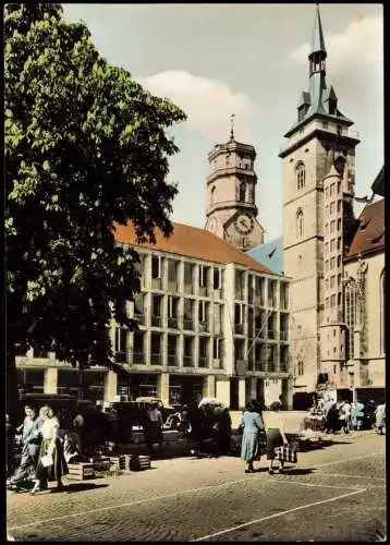 Ansichtskarte Stuttgart Straßenszene an der Stiftskirche Colorfotokarte 1971
