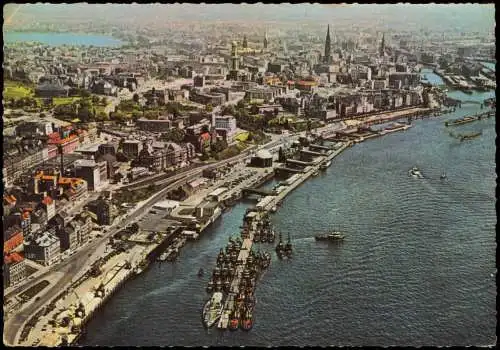 Ansichtskarte Hamburg Luftbild Hafen und Stadt 1963