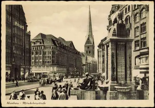 Ansichtskarte Altstadt-Hamburg Mönckebergstraße , Straßenpartie 1953