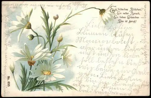 Ansichtskarte  Künstlerkarte Kamille 1901  gel. Ankunftsstempel Hilgen