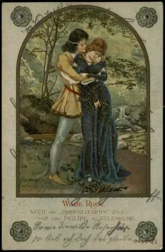 Ansichtskarte  Liebe Liebespaare - Love Künstlerkarte Wilde Rose 1904