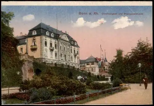 Ansichtskarte Bonn Oberbergamt und Rheinpromenade. 1914