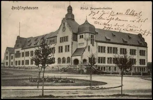 Ansichtskarte Recklinghausen Königl. Bergwerksdirektion 1906