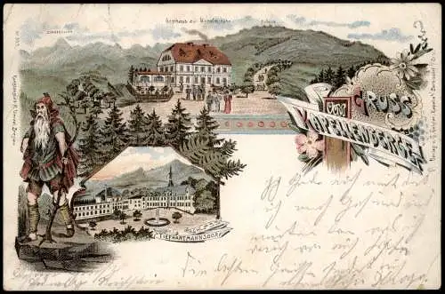Litho AK Tiefhartmannsdorf Podgórki Gasthaus Rübezahl 1903   Goldberg Schlesien