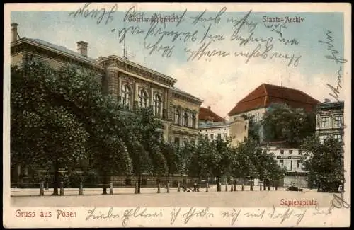 Postcard Posen Poznań Staats-Archiv Sapiehaplatz 1903