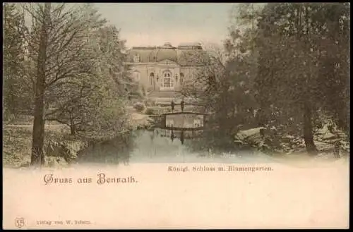 Ansichtskarte Benrath-Düsseldorf Königl. Schloss m. Blumengarten. 1911