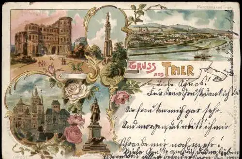 Ansichtskarte Litho AK Trier Porta Nigra Stadt Denkmal Gruss aus... 1898