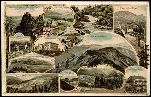 Litho AK KARPACZ Riesengebirge Polen Riesengebirge KARPACZ Bauden 1906