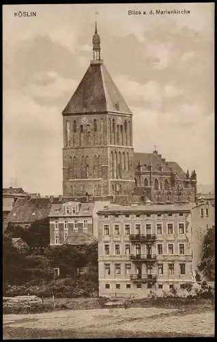 Postcard Köslin Koszalin Blick a. d. Marienkirche - Häuserfassade 1918