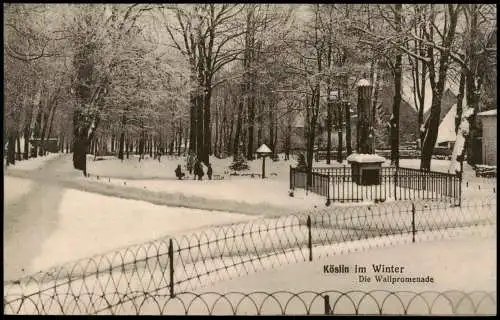 Postcard Köslin Koszalin Wallpromenade im Winter 1913