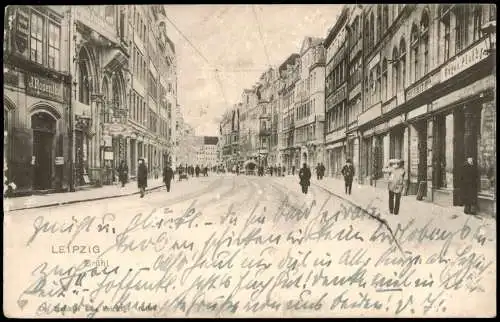 Ansichtskarte Leipzig Straßenpartie Brühl 1914  gel. 1939