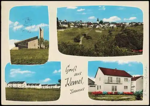 Ansichtskarte Kemel-Heidenrod Kirche Stadt Neubaugebiet 1968