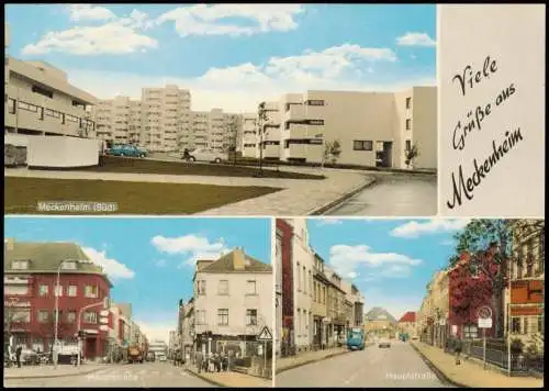 Ansichtskarte Meckenheim (Pfalz) 3 Bild Hauptstraße Neubaugebiet Süd 1971