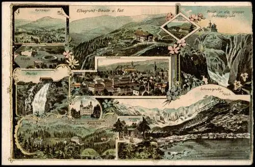 Litho AK Schreiberhau Schneegruben Elbfall Reifträger 1909