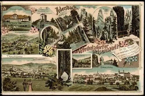 Litho AK Braunau Broumov Adersbach-Weckelsdorfer Felsenstadt MB 1908