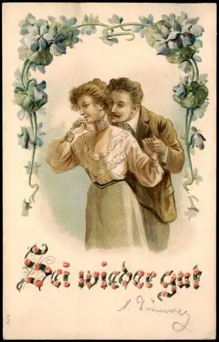 Liebe Liebespaare - Love Sei wieder Lieb Künstlerkarte 1905 Prägekarte