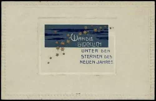 Neujahr Sylvester New Year Goldsterne am Abendhimmel 1906 Passepartout