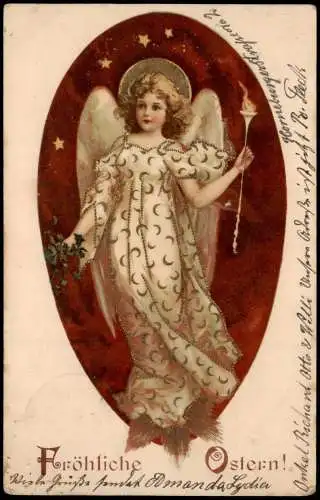 Ansichtskarte  Ostern Easter Angel Angel Sterne 1905 Gold
