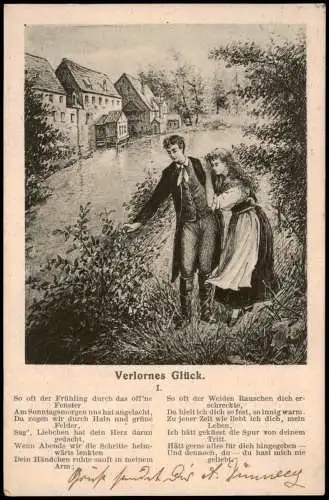Ansichtskarte  Liebe Liebespaare - Love Paar am Fluß Verlornes Glück. 1906