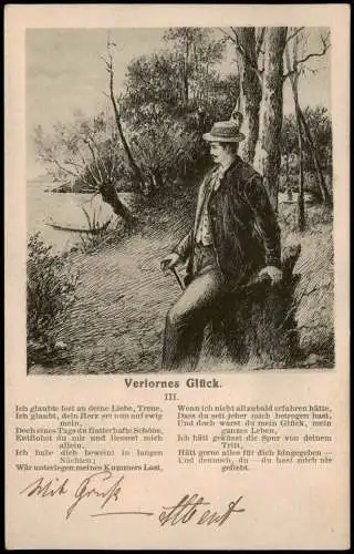 Ansichtskarte  Liebe Liebespaare - Love Mann am Ufer Künstlerkarte 1905