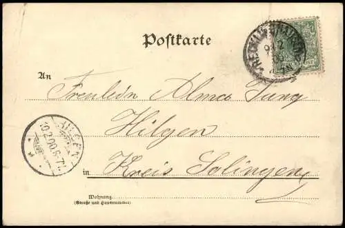 Ansichtskarte  Kinder Künstlerkarte Junge und Mädchen Blumen Taube 1900