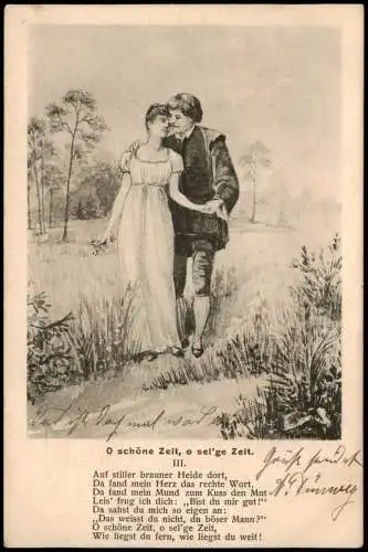 Ansichtskarte  Liebe Liebespaar am Waldesrand Love Künstlerkarte 1905