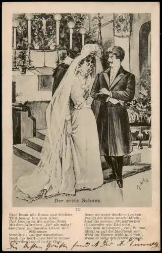 Ansichtskarte  Liebe Liebespaar Hochzeit vor Altar Love Künstlerkarte 1905