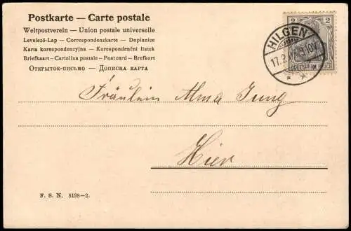 Ansichtskarte  Liebe Liebespaar auf Treppe - Love Mond Künstlerkarte 1905