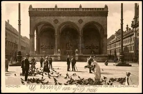 Ansichtskarte München Taubenfütterung vor der Feldherrnhalle 1939