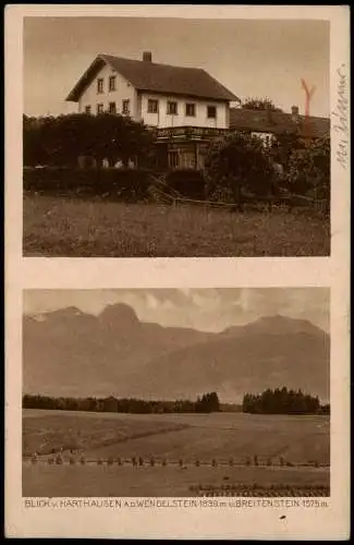 Ansichtskarte Harthausen-Bad Aibling 2 Bild Hotel und Stadt 1934