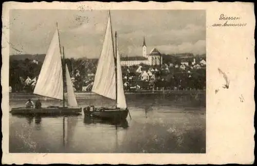 Ansichtskarte Dießen am Ammersee (Diessen) Stadt Seglboote 1936