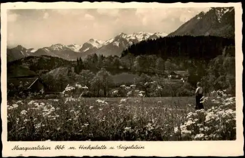 Ansichtskarte Marquartstein m. Hochplatte u. Geigelstein Blumenwiese 1940