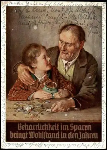 Ansichtskarte  Künstlerkarte München Sparen bringt Wohlstand 1936