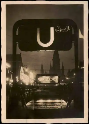 Charlottenburg-Berlin Bahnhof Zoo U-Bahn bei Nacht Stimmungsbild 1934