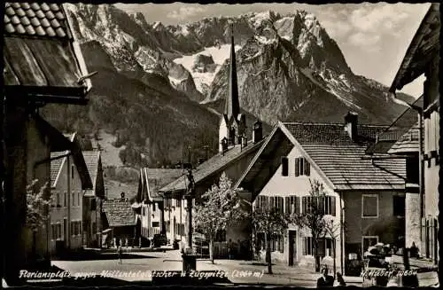 Ansichtskarte Garmisch-Partenkirchen Floriansplatz - Fotokarte 1954