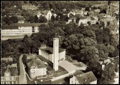 Homberg (Efze) Katholische Christuskirche (Epheta) vom Flugzeug aus 1960