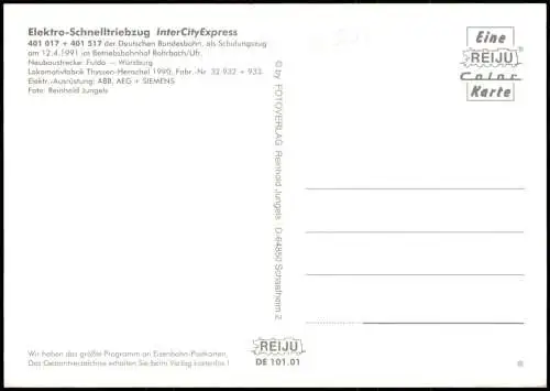 Eisenbahn Zug Elektro-Schnelltriebzug InterCity Express Rohrbach 1999