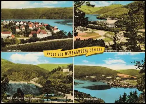 Ansichtskarte Herzhausen-Vöhl MB: Stadt Sperrmauer Haus Waldfrieden 1973