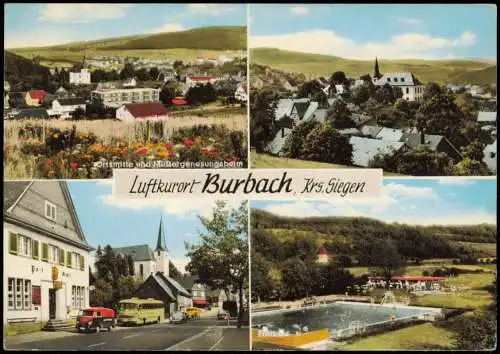 Burbach (Siegerland) 4 Bild Straße Schwimmbad Ortsansichten 1976