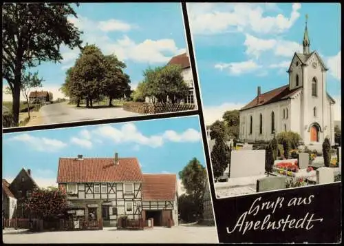 Ansichtskarte Apelnstedt-Sickte 3 Bild Straße Kirche Gasthaus 1970