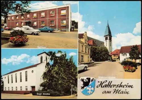 Ansichtskarte Hattersheim am Main Rathaus Straße Kirchen 1975