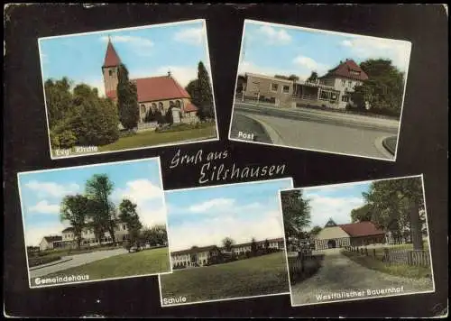 Ansichtskarte Eilshausen-Hiddenhausen Post Schule Kirche Gemeindehaus 1972