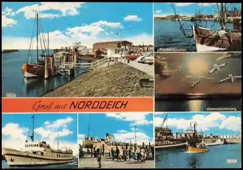 Ansichtskarte Norddeich-Norden MB: Hafen Schiffe Mole 1976