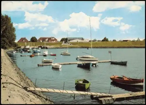 Ansichtskarte Kollmar Hafen mit Deich und Fährhaus 1979