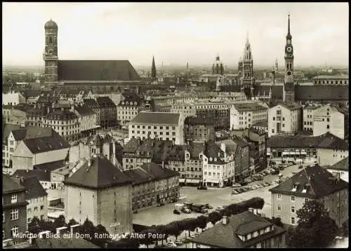 Ansichtskarte München Blick auf Dom, Rathaus Alter Peter 1962