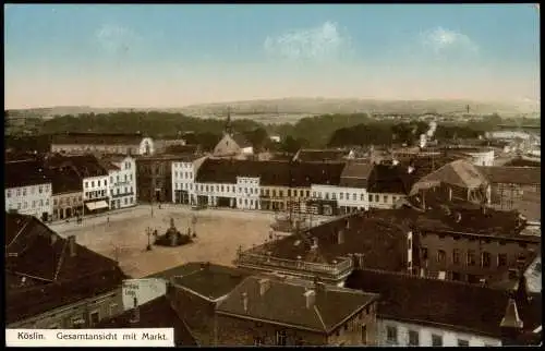 Postcard Köslin Koszalin Marktplatz und Totale 1920